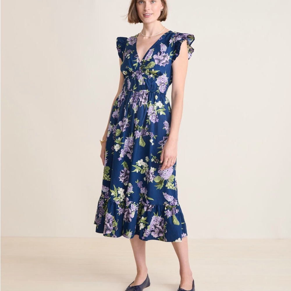 Vineyard vines floral marina poplin midi dress size medium